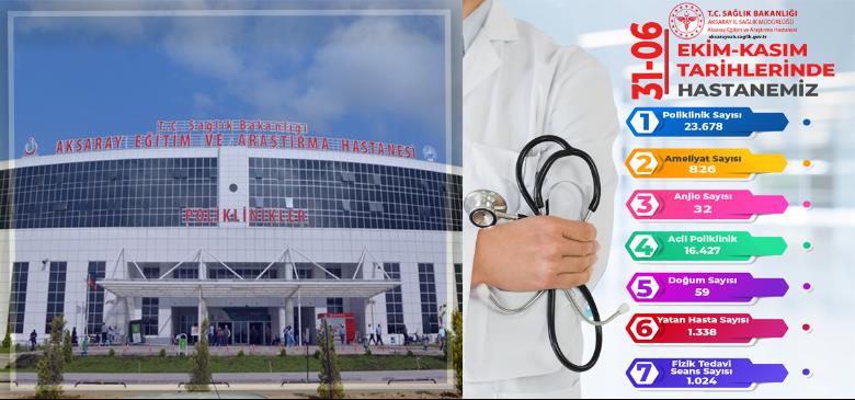 31 EKİM - 06 KASIM 2022 tarihlerinde Aksaray Eğitim ve Araştırma Hastanemizde verilen hizmetler.